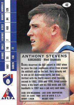 1998 Select AFL Signature Series #42 Anthony Stevens Back
